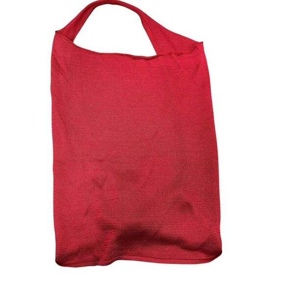 New Aya Muse Cinnabar Knit Tied Draped Halter Crop Top XXS Red - Picture 2 of 6